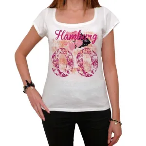 00, Hamburg, City With Number, Women's Short Sleeve Round White T-shirt 00008