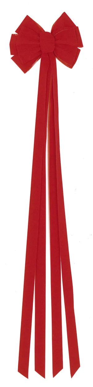 10" x 55" Red Velvet 10-Loop Christmas Tree Topper Bow