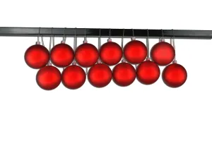 12 Pack 60mm 2.5" Matte Red Ball Ornament UV Coated with Wire