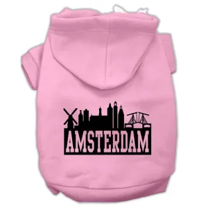 Amsterdam Skyline Screen Print Pet Hoodies Light Pink Size Xs (8)