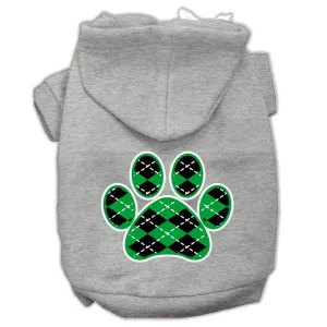 Argyle Paw Green Screen Print Pet Hoodies Grey Size Lg (14)