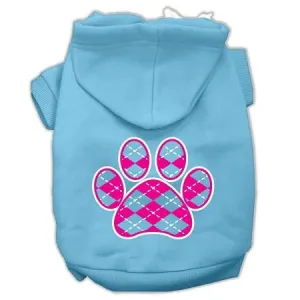 Argyle Paw Pink Screen Print Pet Hoodies Baby Blue Size Sm (10)