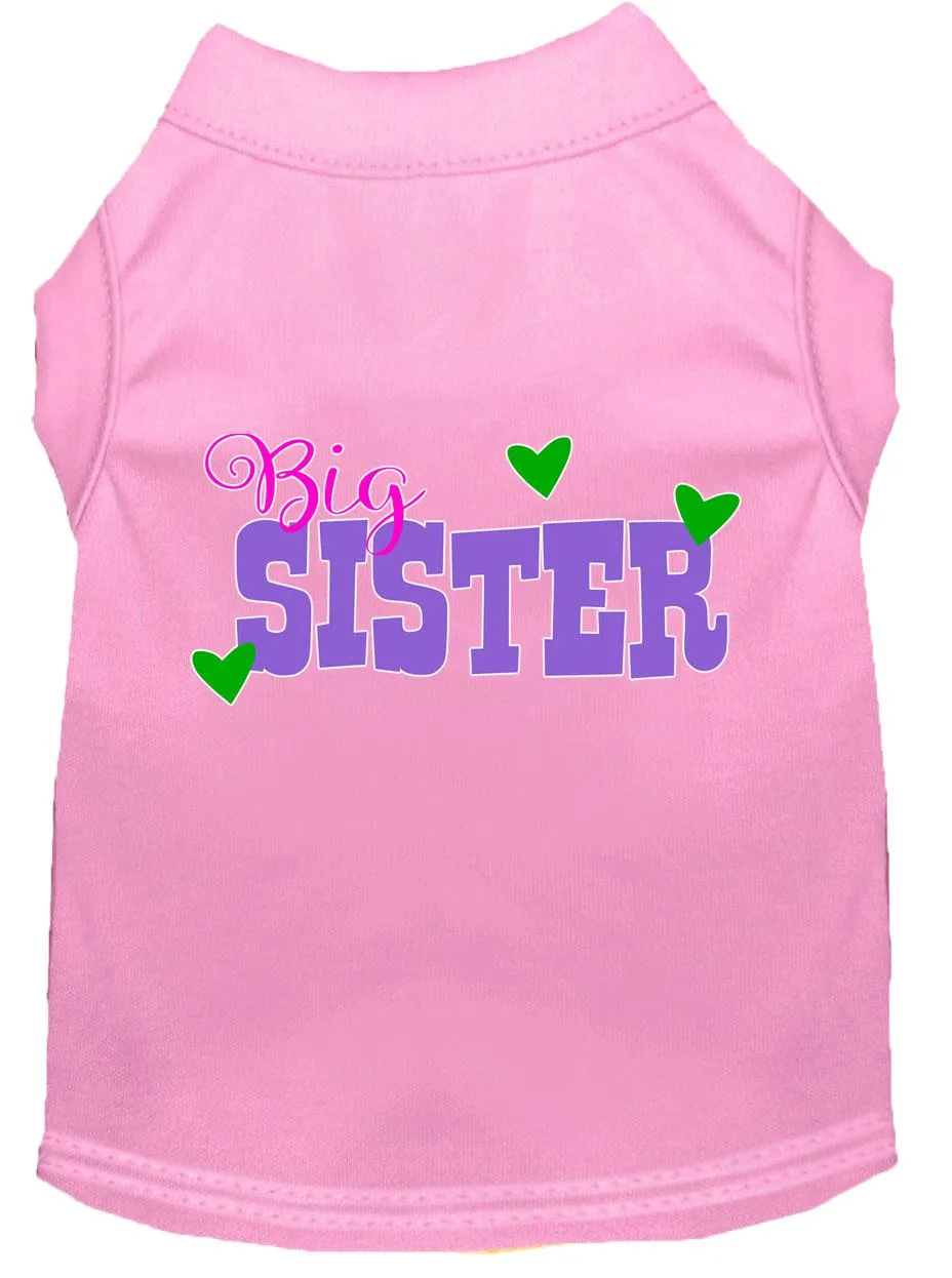 Big Sister Screen Print Dog Shirt Light Pink Xxl