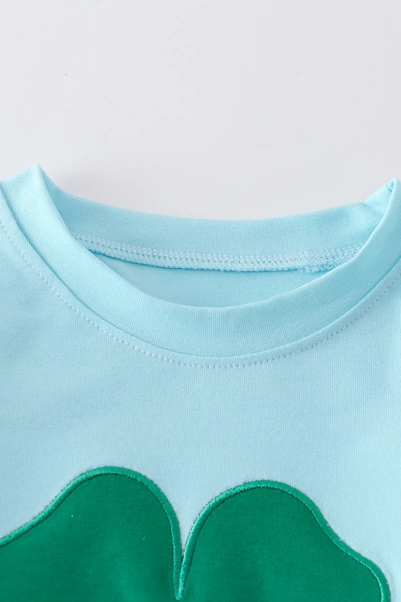 Blue clover applique boy set