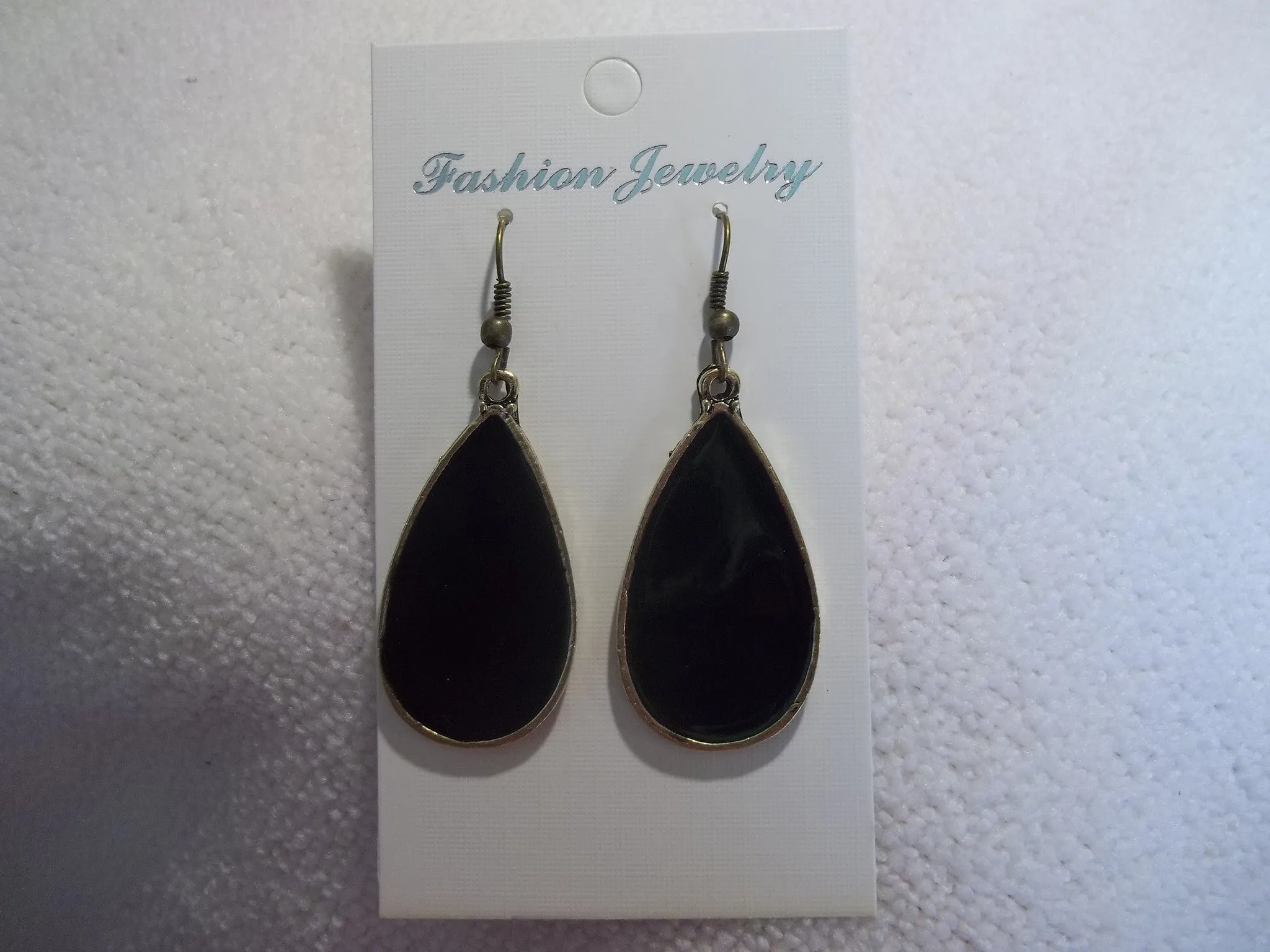 Bronze Black Resin Tear Drop Earrings (E794)