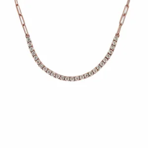 Diamond and Rose Gold Paperclip Chain Necklace