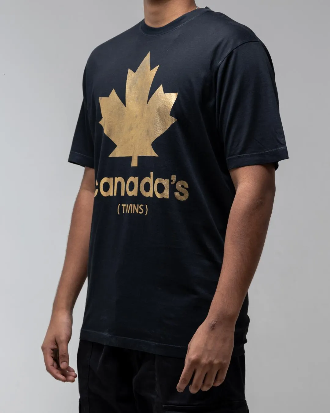 DSQAURED2 CANADA'S TWINS BLACK CREW NECK T-SHIRT