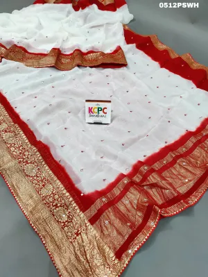 KcPc New Pure Soft Organza Mirror Sequence Work Banarasi Border Saree with Blouse,NSJ