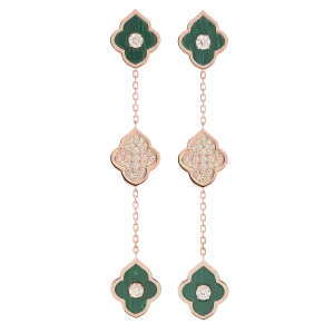 LUCE COLOUR - EARRINGS PENDANT ROSE GOLD PAVE MALACHITE & 4 DIAMONDS S