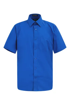 Men's Regular Fit Short Sleeve Solid Color Dress Shirts (Royal blue)