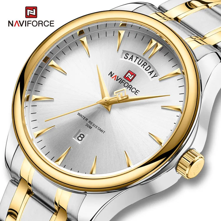 NAVIFORCE 9213 Analog Watch For Men Fashion Casual Sport Wrist Waterproof Stainless Steel Band